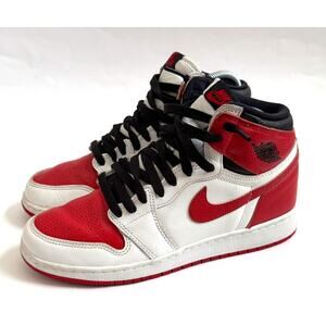 Nike Retro 1 Air Jordan Mid Sneakers Red Black White Size 7 Youth/8.5 Women